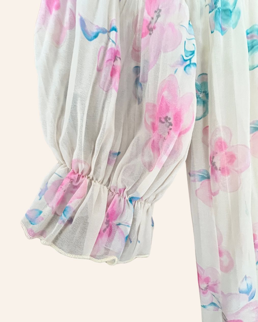 GANNI - Robe longue longue plissée en georgette la plus rêveuse à imprimé floral pastel