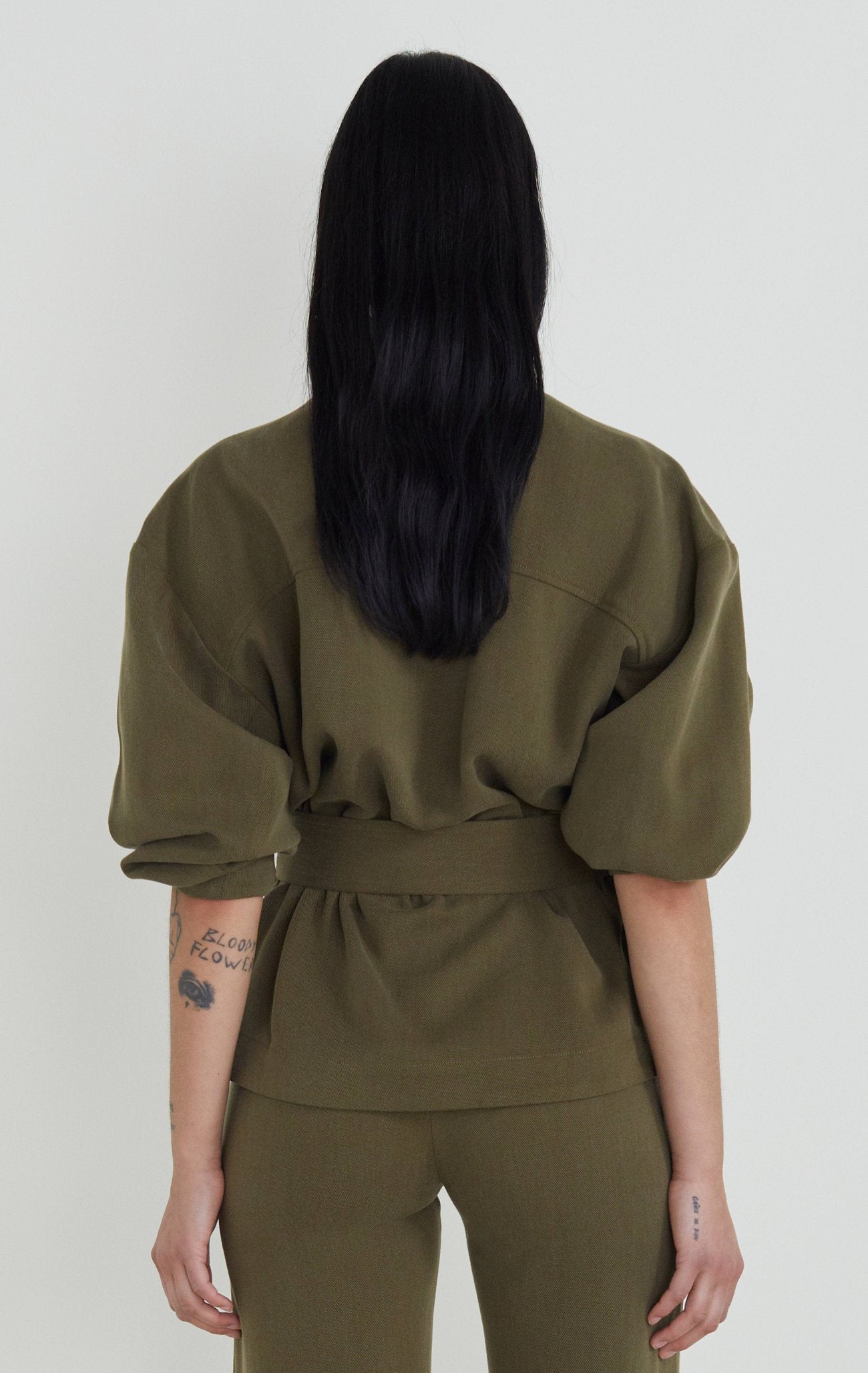 rodebjer kaki green belt blouse top freedom