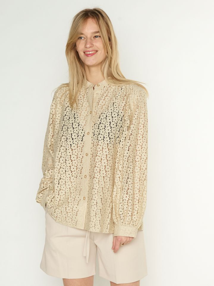 SAMSOE SAMSOE Blouse dentelle beige "Kiana"
