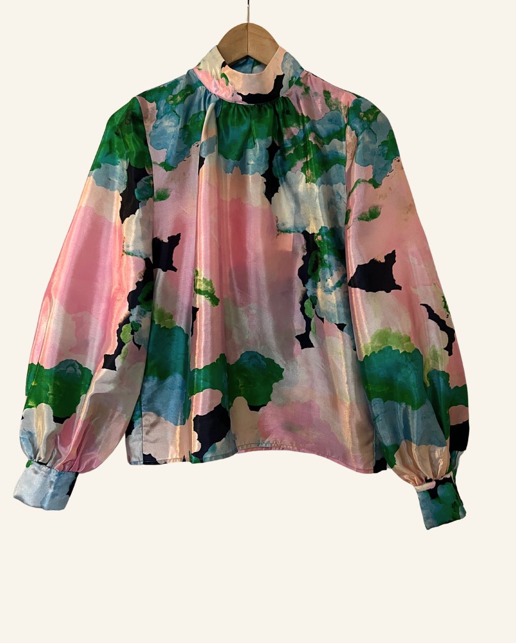 stinegoyaeddycloudsballoonsleevesmulticoloredblouse