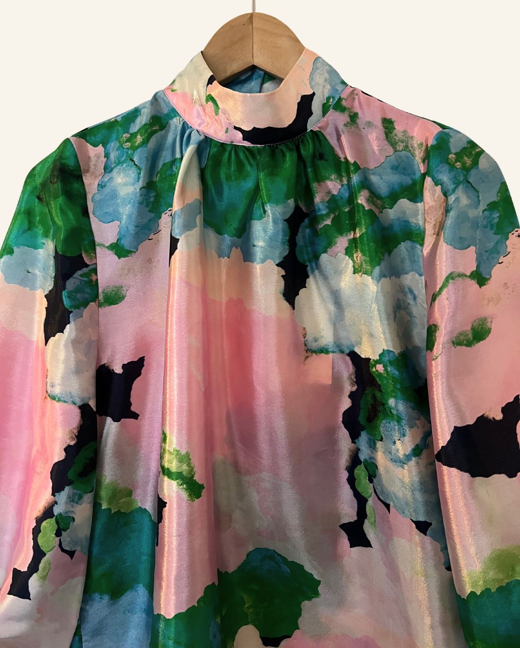 stinegoyaeddycloudsballoonsleevesmulticoloredblouse