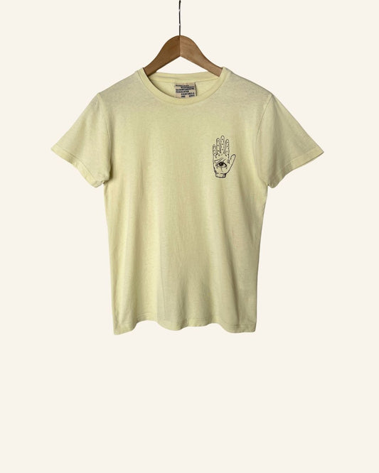 BAUM UND PFERDGARTEN Light yellow hand eye print t-shirt in organic cotton