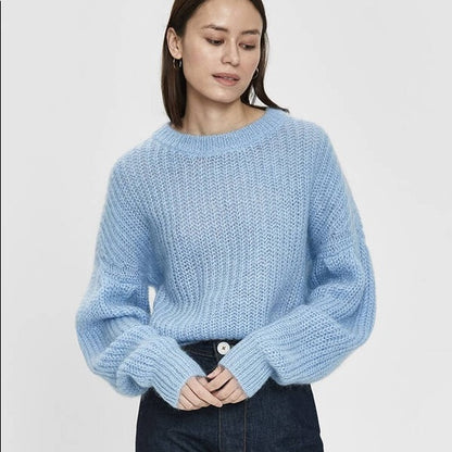 BAUM UND PFERDGARTEN light blue mohair wool knitwear pullover