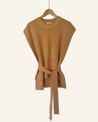 BAUM UND PFERDGARTEN open dark beige knit vest cressa ctton cashmere