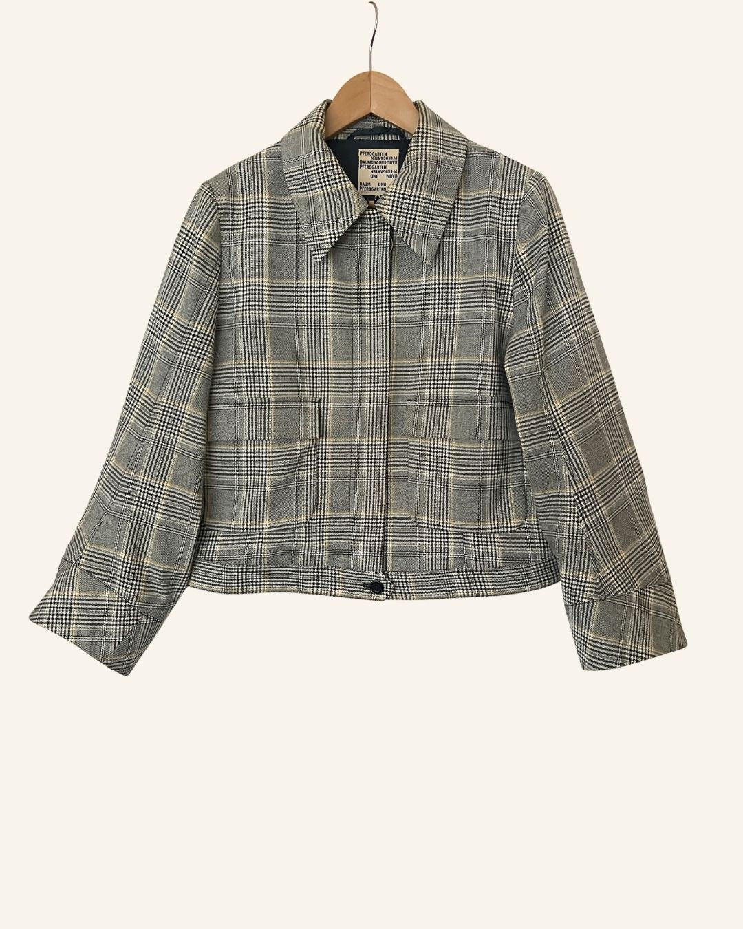 BAUM UND PFERDGARTEN tartan plaid checked faux fur collar jacket