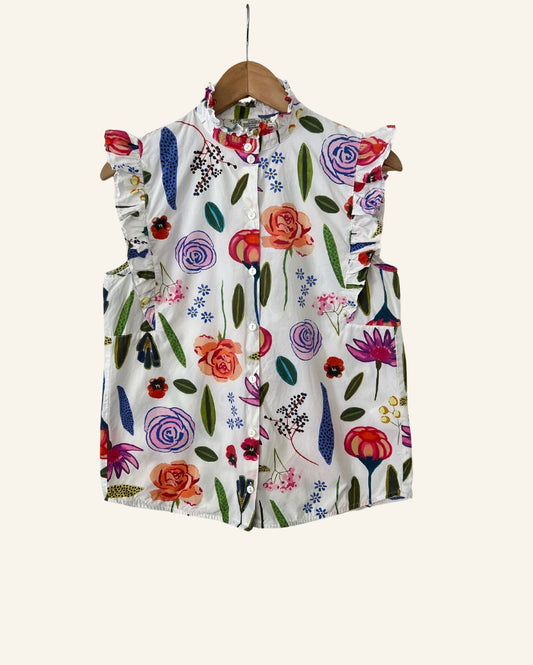 BAUM UND PFERDGARTEN white floral shirt blouse in cotton poplin