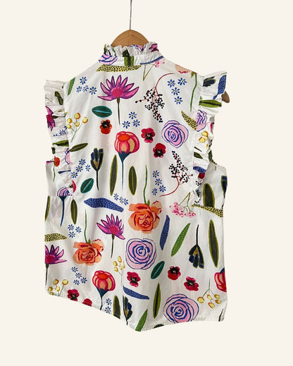 BAUM UND PFERDGARTEN white floral shirt blouse in cotton poplin