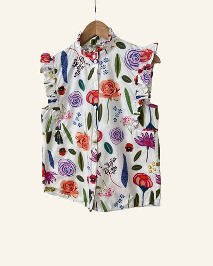 BAUM UND PFERDGARTEN white floral shirt blouse in cotton poplin