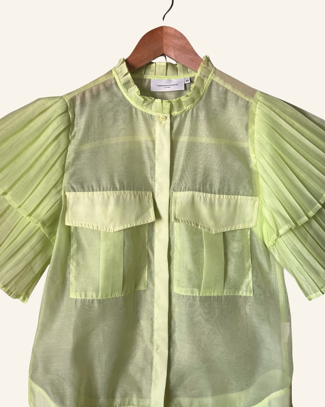 COPENHAGEN MUSE Bluebell shirt yellow organza blouse with ruffled sleeves