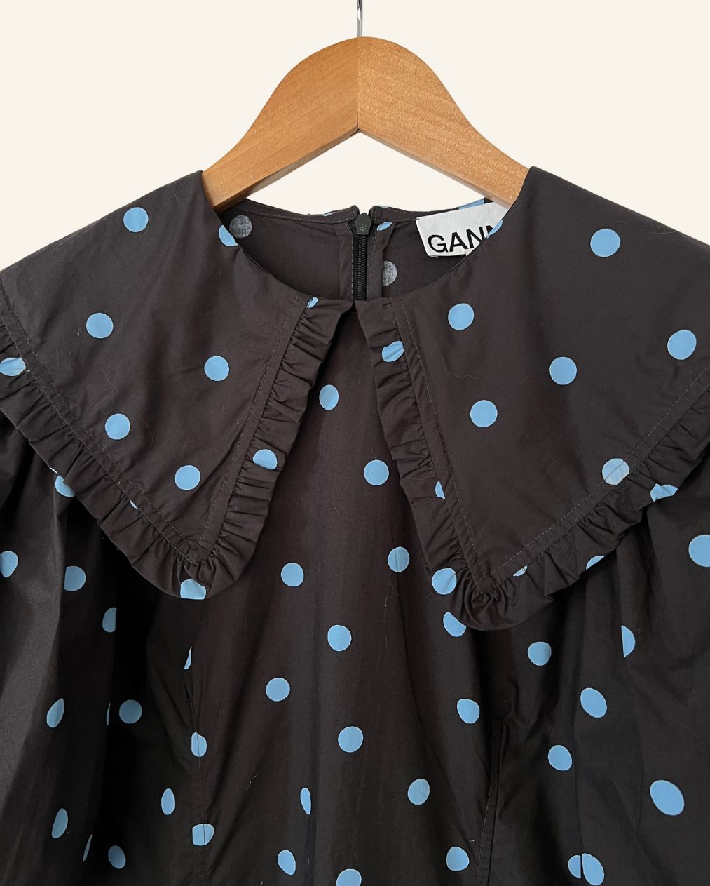 gannipolkadotminidresscollarpoplinblack