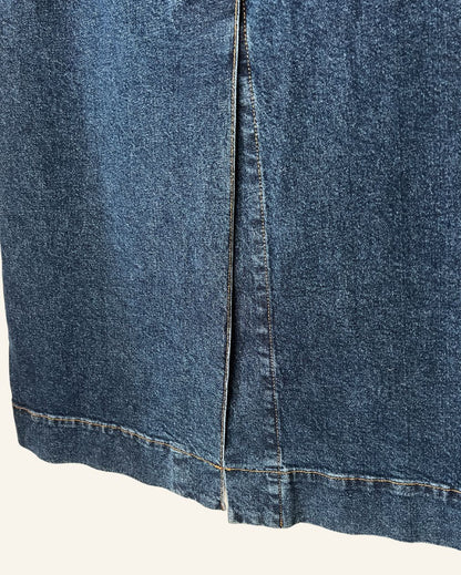 GANNI dark blue long slit organic denim skirt