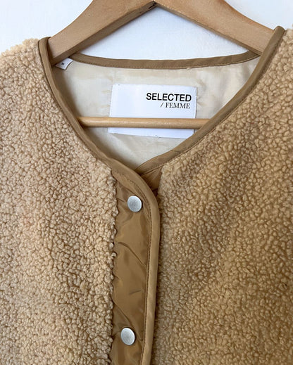 SELECTED FEMME beige teddy vest jacket