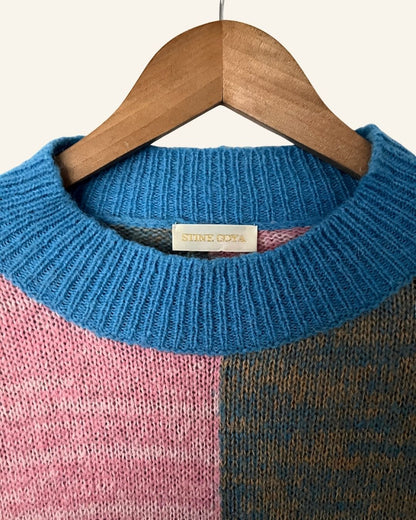 STINE GOYA chunky knit alpaca wool sweater with check pattern