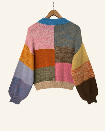 STINE GOYA chunky knit alpaca wool sweater with check pattern