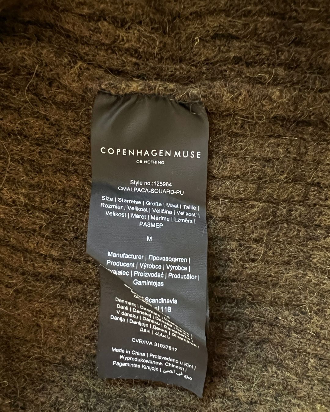 COPENHAGEN MUSE knitted khaki green puff sleeves alpaca sweater