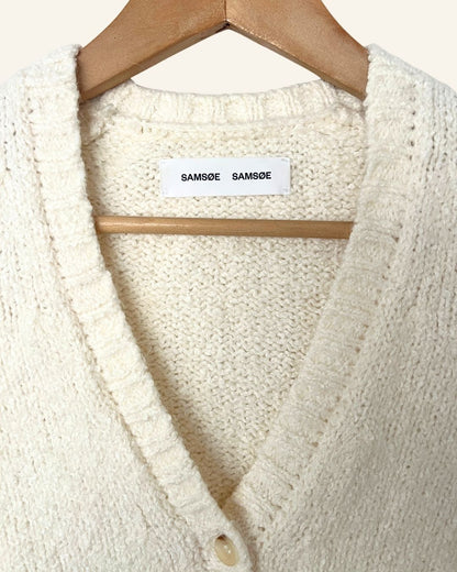 SAMSOE SAMSOE cotton wool blend cropped off-white cardigan