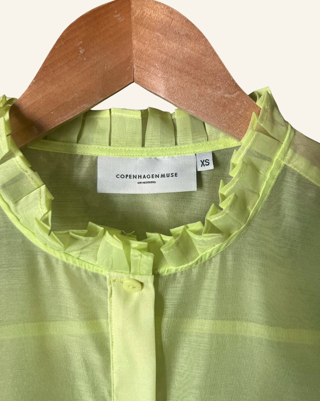 COPENHAGEN MUSE yellow organza blouse with ruffled sleeves