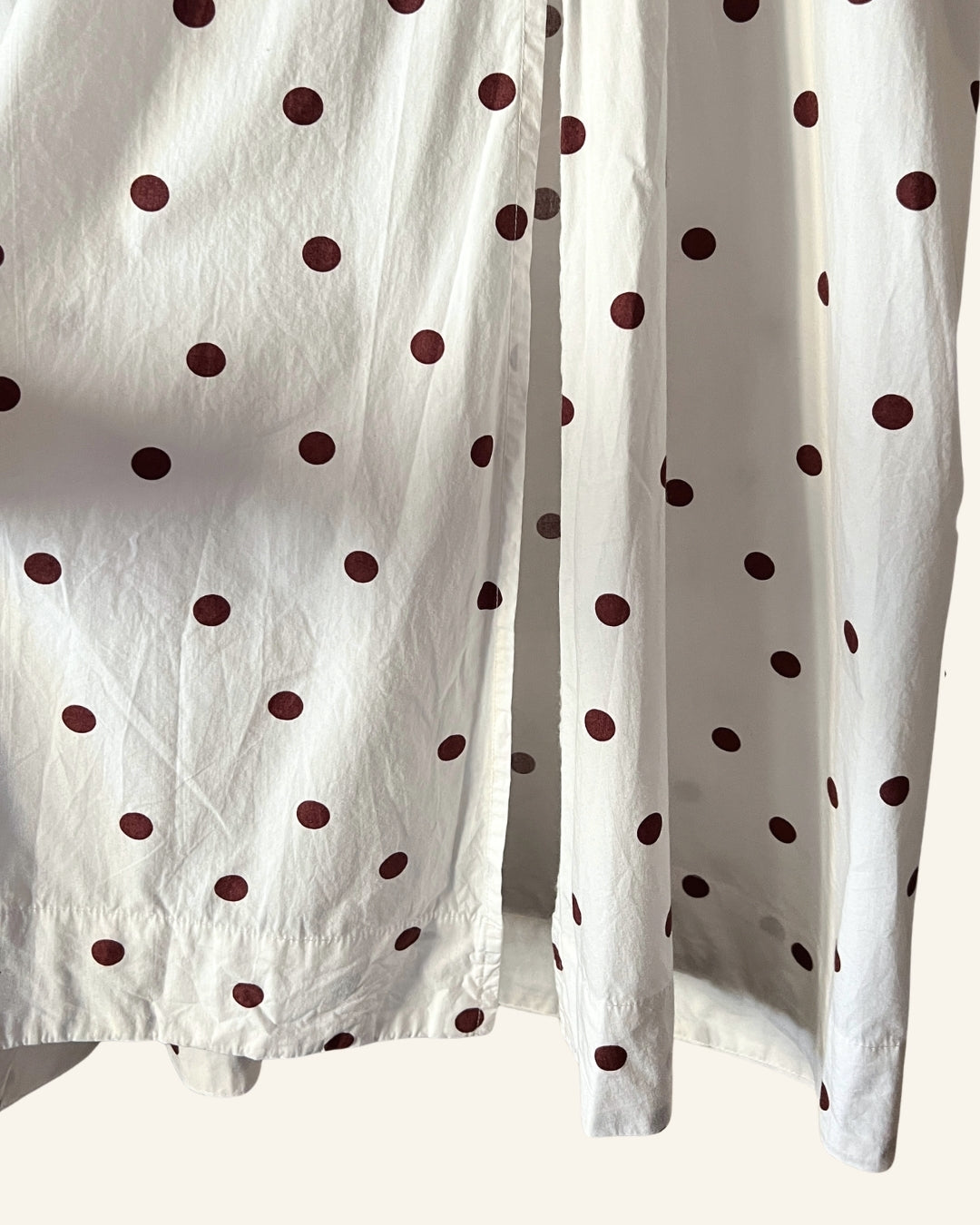 GANNI High waist polka dot print lightweight cotton poplin white skirt