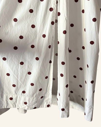GANNI High waist polka dot print lightweight cotton poplin white skirt