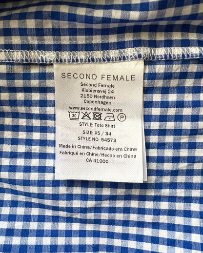 SECOND FEMALE gingham vichy checked large ruffled collar shirt