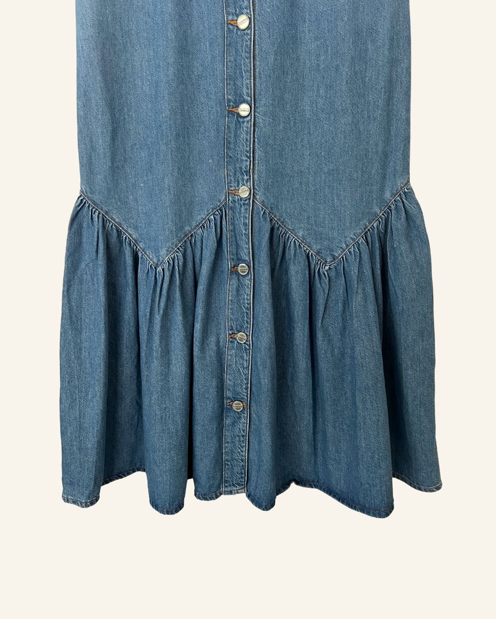 GANNI long denim high waist mid-blue skirt