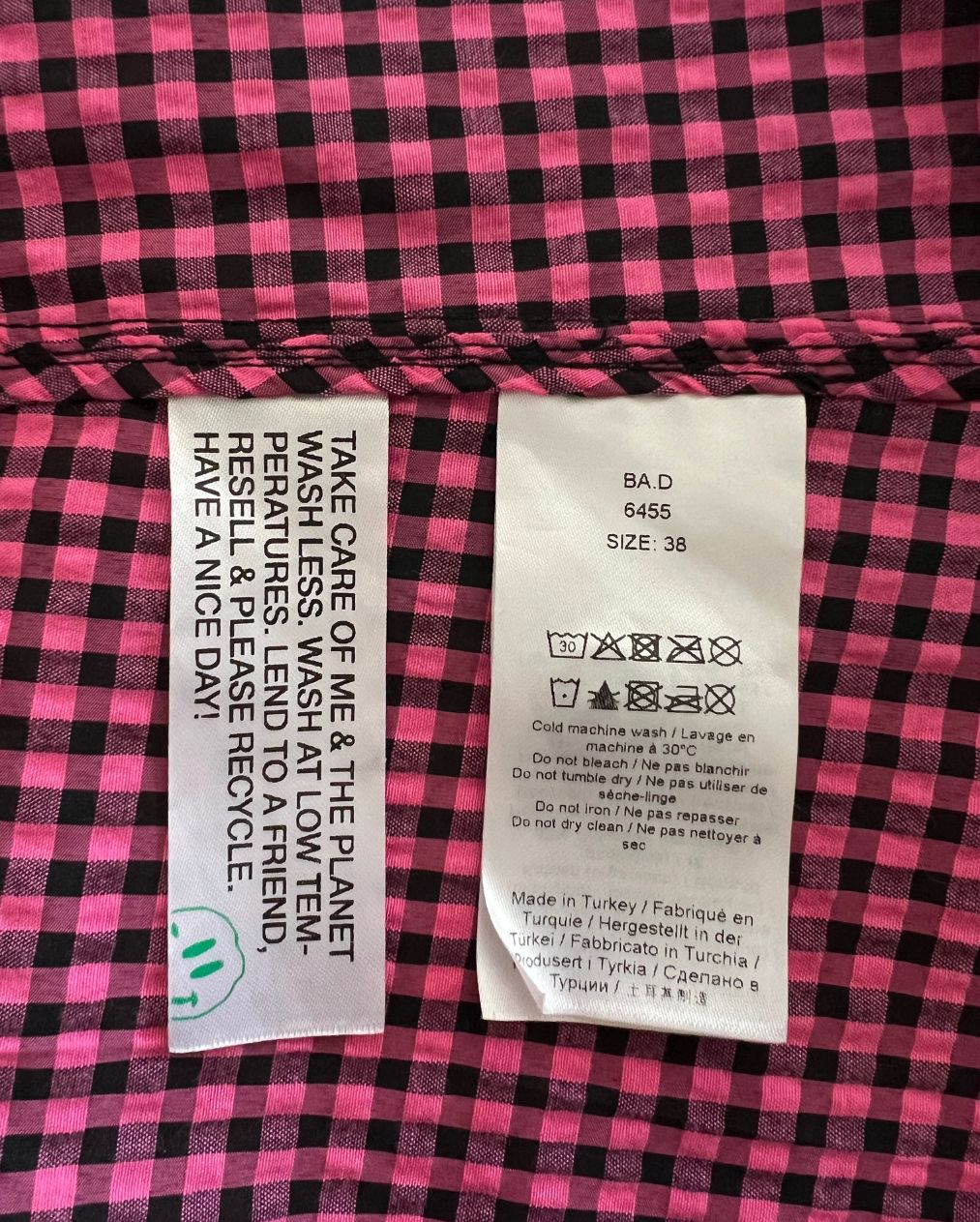 GANNI seersucker gingham dress with puff sleeves