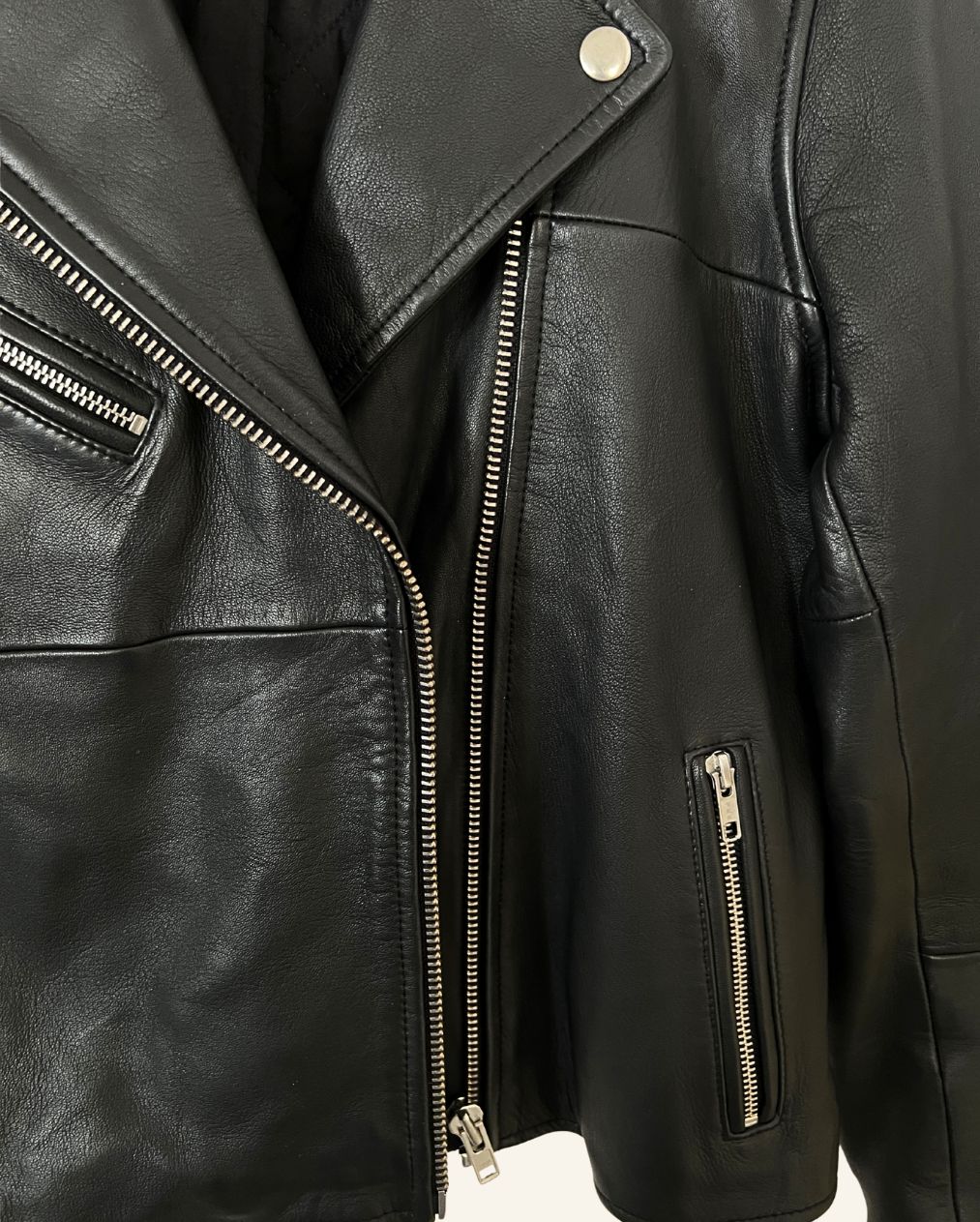 SAMSOE SAMSOE "Tautou" black leather biker jacket