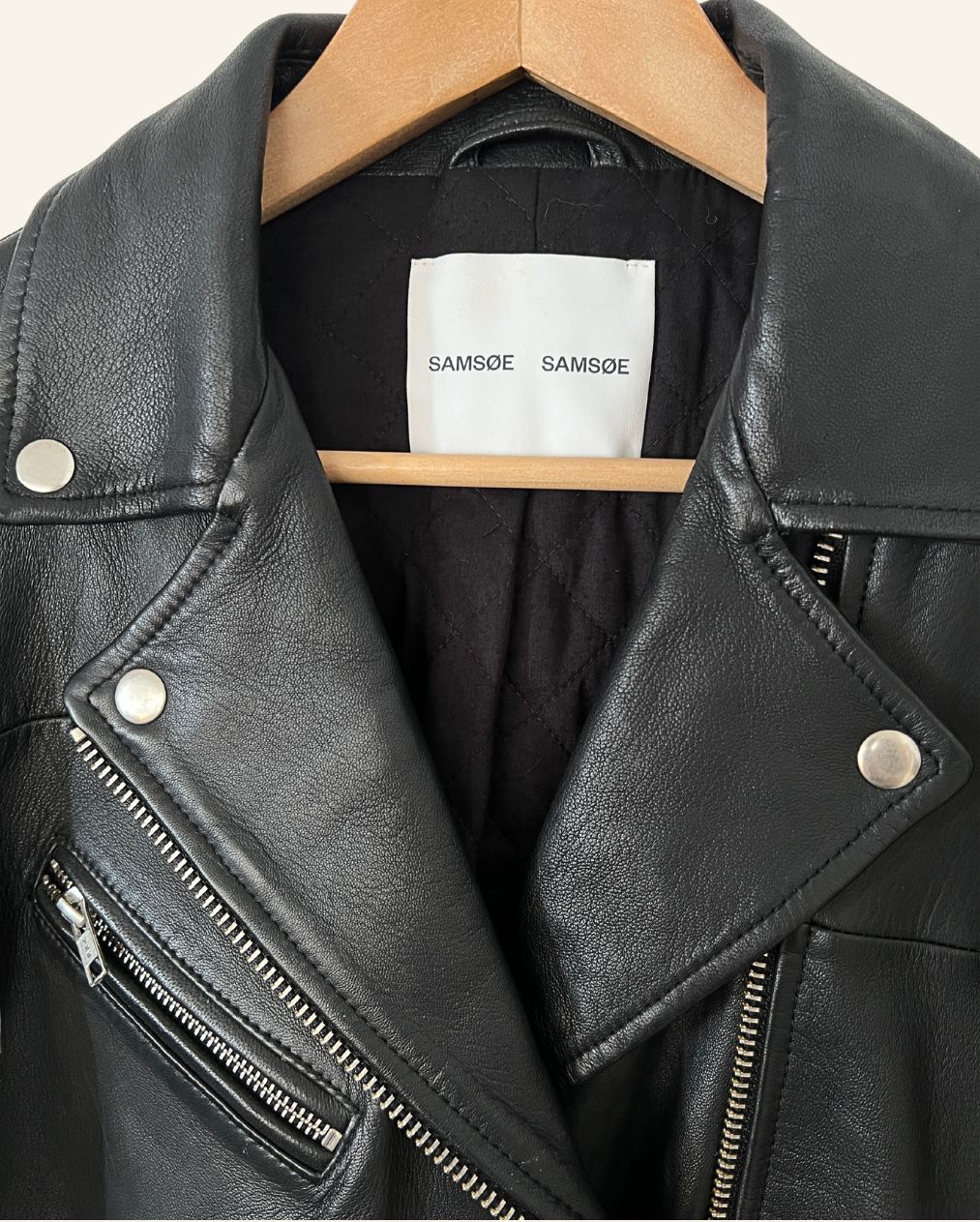 SAMSOE SAMSOE "Tautou" black leather biker jacket
