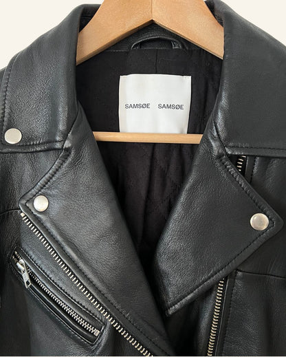 SAMSOE SAMSOE "Tautou" black leather biker jacket