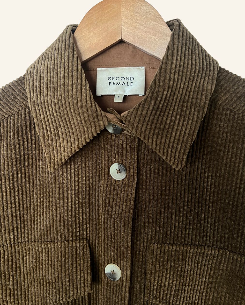SECOND FEMALE brown corduroy overshirt boya shirt