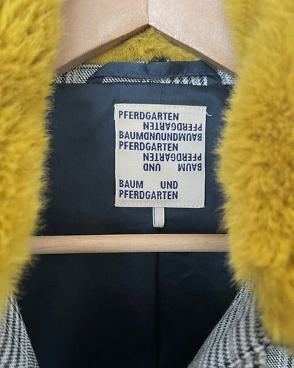 BAUM UND PFERDGARTEN tartan plaid checked faux fur collar jacket