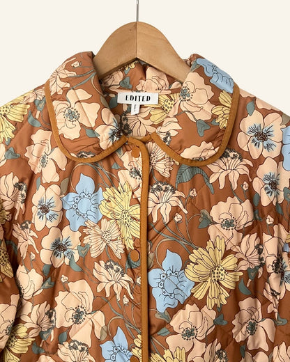 EDITED long floral light brown puffer jacket