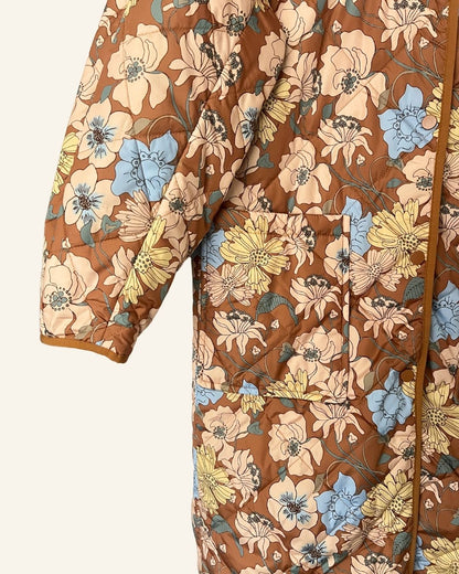 EDITED long floral light brown puffer jacket