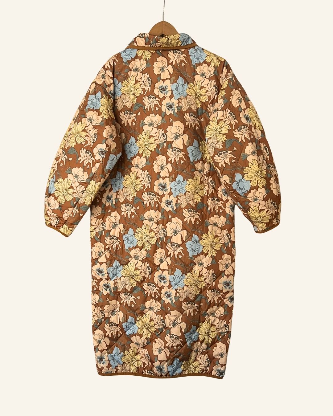 EDITED long floral light brown puffer jacket