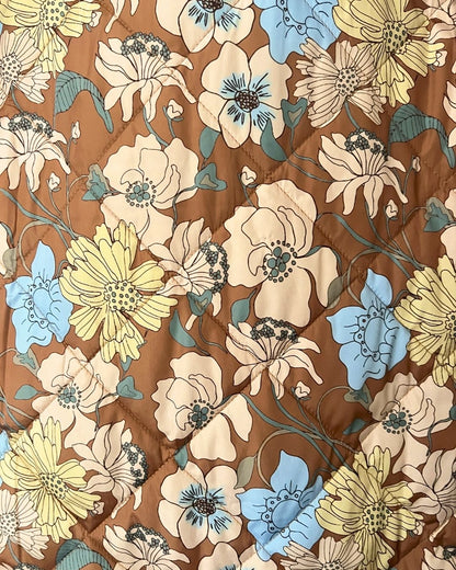 EDITED long floral light brown puffer jacket