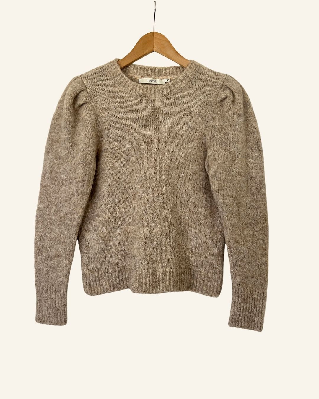 GESTUZ dark beige alpaca wool knitwear pullover