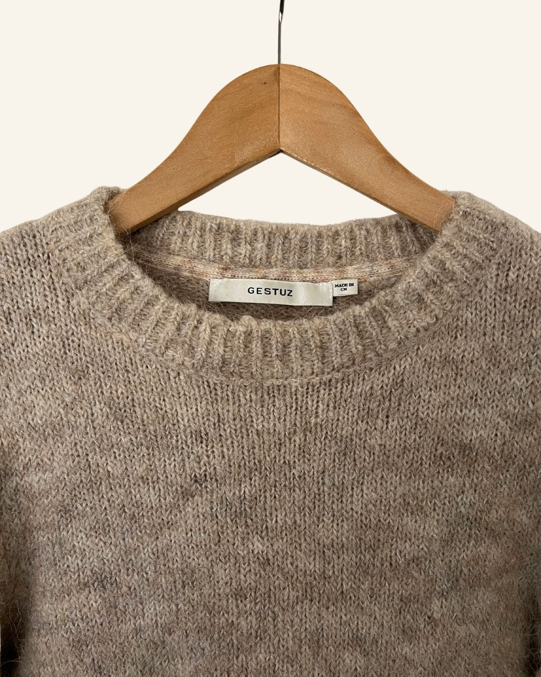 GESTUZ dark beige alpaca wool knitwear pullover