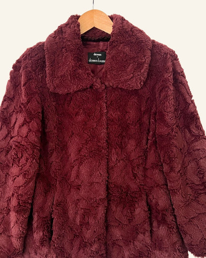 Vintage burgundy faux fur coat with purple highlights dennis basso