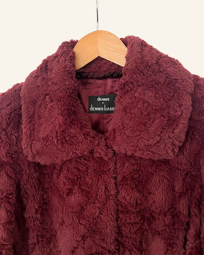 Vintage burgundy faux fur coat with purple highlights