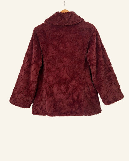 Vintage burgundy faux fur coat with purple highlights