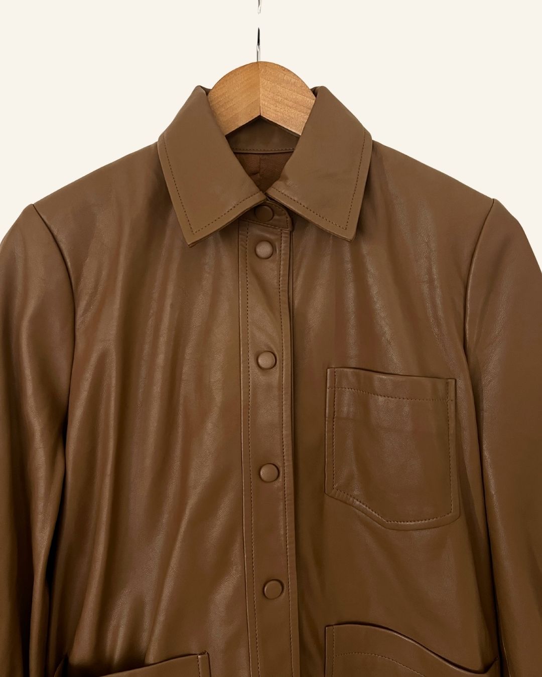 SAMSOE SAMSOE light brown faux leather vegan shirt jacket