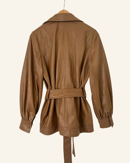 SAMSOE SAMSOE light brown faux leather vegan shirt jacket