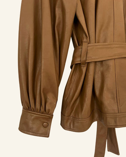 SAMSOE SAMSOE light brown faux leather vegan shirt jacket