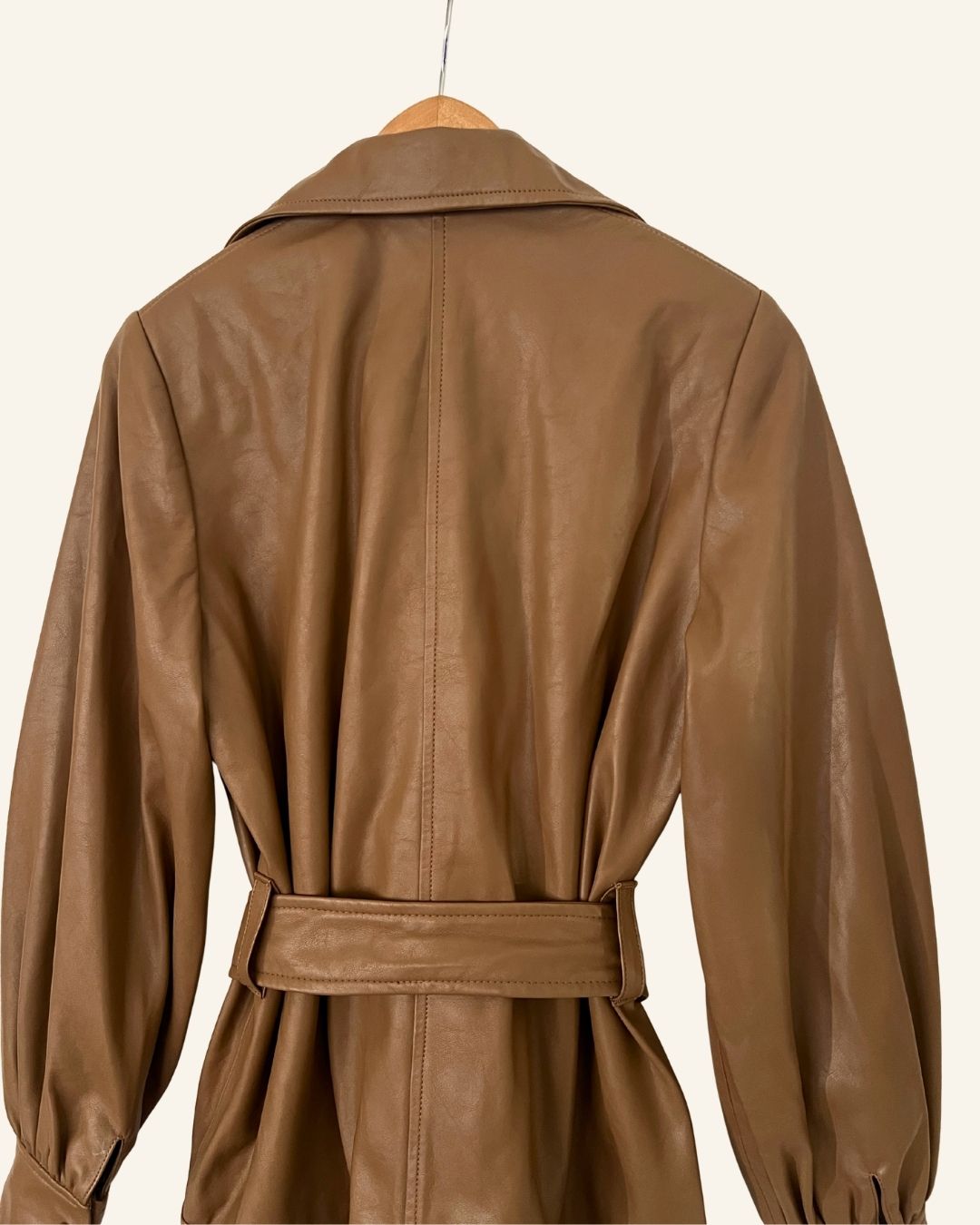 SAMSOE SAMSOE light brown faux leather vegan shirt jacket