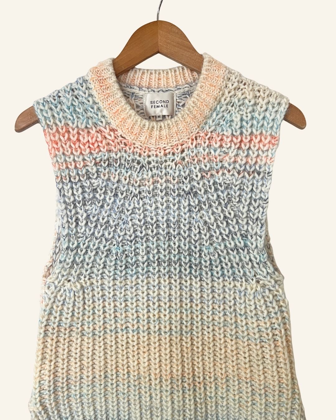 SECOND FEMALE colorful pastel alpaca mohair wool knitted vest sweater elsa knit