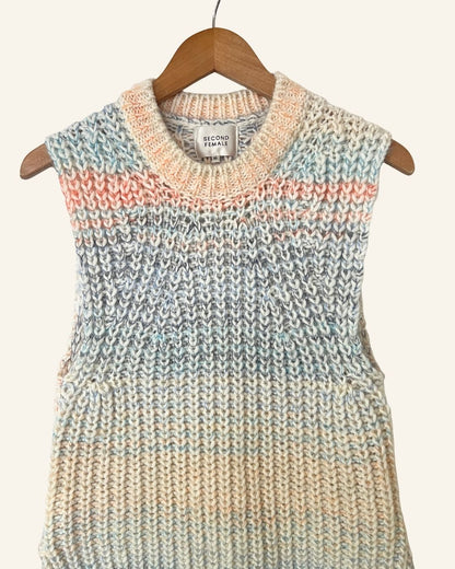 SECOND FEMALE colorful pastel alpaca mohair wool knitted vest sweater elsa knit