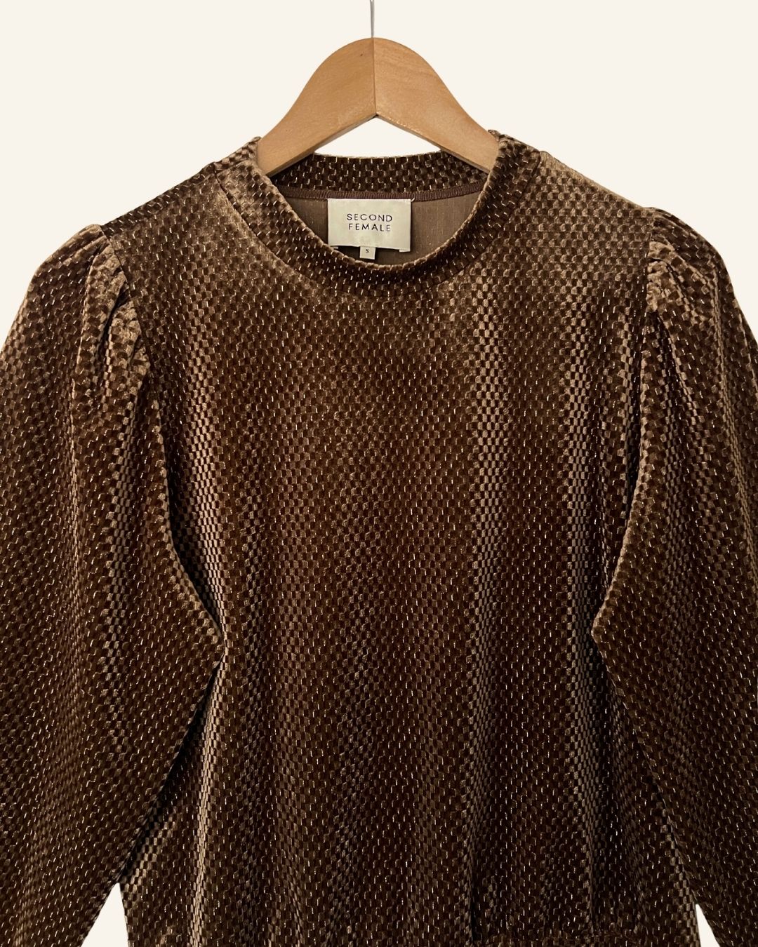SECOND FEMALE golden brown velvet sweater