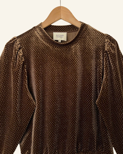 SECOND FEMALE golden brown velvet sweater