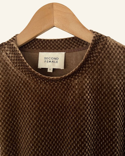 SECOND FEMALE golden brown velvet sweater
