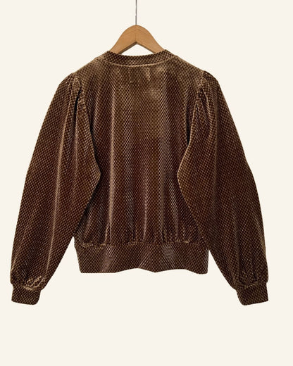 SECOND FEMALE golden brown velvet sweater